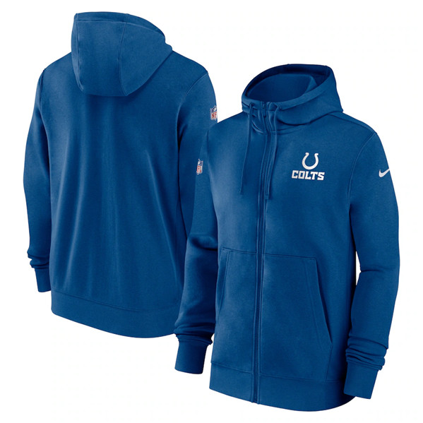 Men's Indianapolis Colts Blue Sideline Club Performance Full-Zip Hoodie